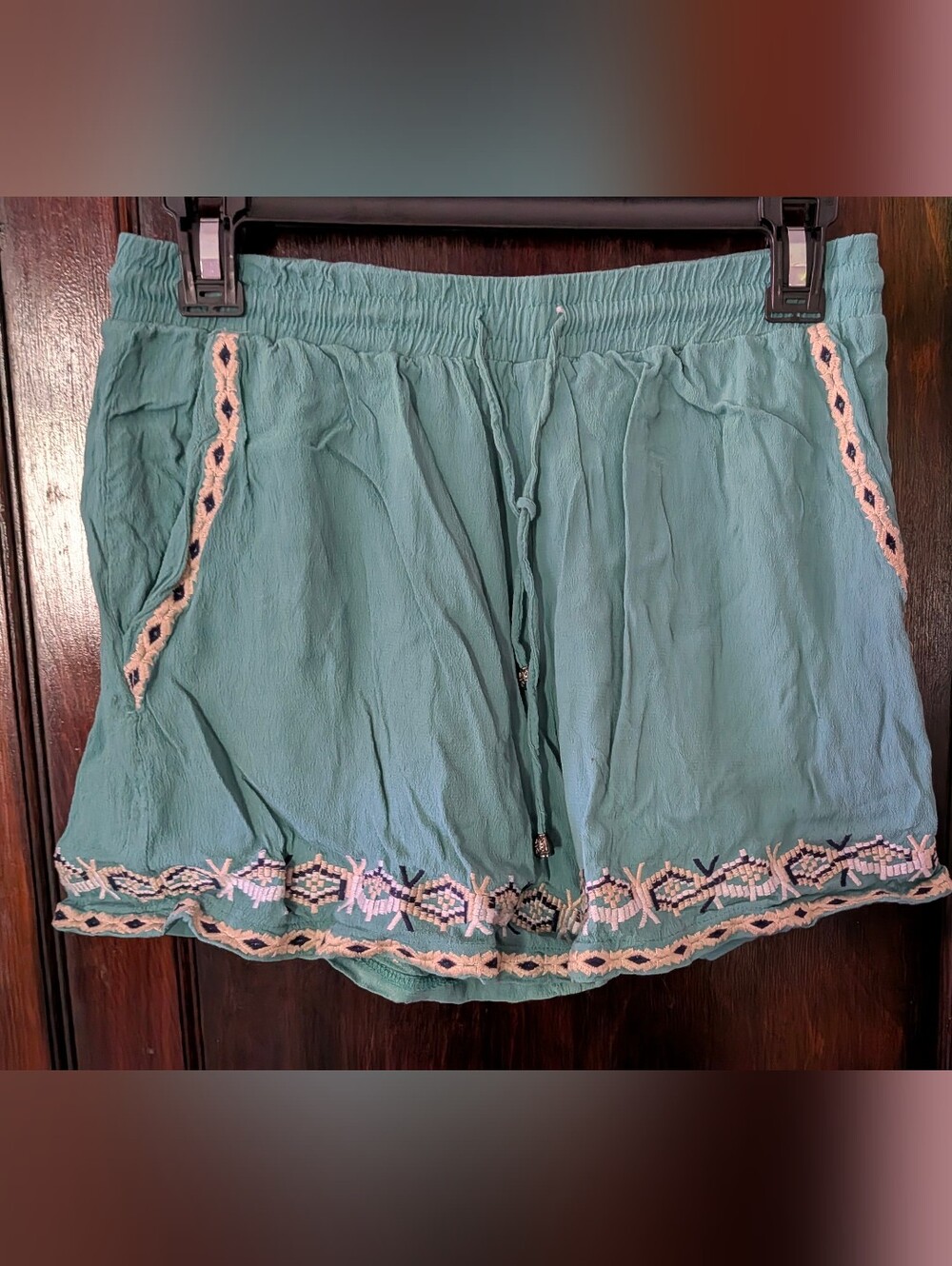 Blue Embroidered Women’s Shorts, Size X-Small